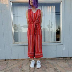 Lush Wide Leg Red Striped Jumpsuit